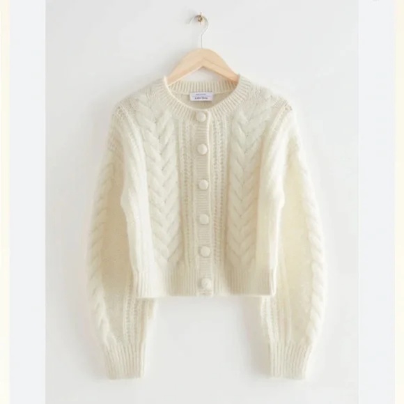 & OTHER STORIES Cropped Cable Knit Cardigan SZ: small - Picture 2 of 7